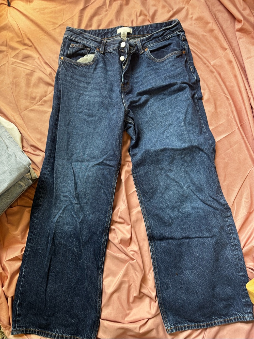 H&M Women's Relaxed Wide-Leg Jeans in Dark Blue